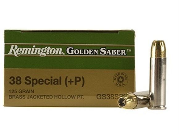 Picture of Remington Premier Golden Saber High Performance Jacket Handgun Ammo - 38 Special +P, 125Gr, BJHP, 500rds Case