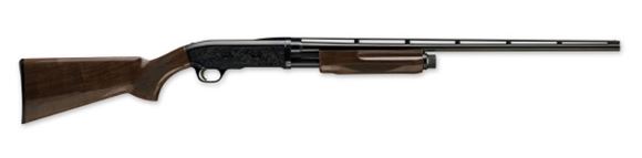 Picture of Browning BPS Medallion Pump Action Shotgun - 12Ga, 3", 28", Gloss Blued, Vented Rib, Polished Blued Scrolled Engraved Steel Receiver, Gloss Grade II/III Walnut Stock, 4rds, Silver Bead Front Sight, Invector-Plus Flush (F,M,IC)