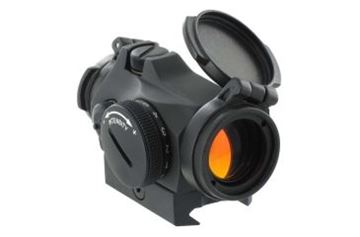 Picture of Aimpoint Red Dot Sights - Micro T-2, 2 MOA, w/Picatinny/Weaver Mount, 1 Off & 8 DL & 4 NVD, Matte Black, 25m Submersible, CR2032 3V, 50,000 Hours, Lens Covers Included
