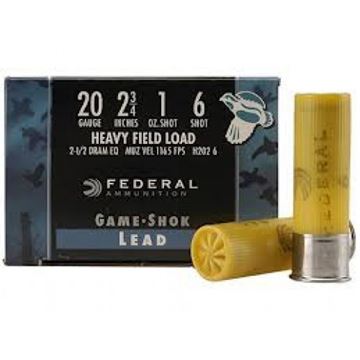 Picture of Federal Game-Shok Upland Heavy Field Load Shotgun Ammo - 20Ga, 2-3/4", 2-1/2DE, 1oz, #6, 25rds Box, 1165fps