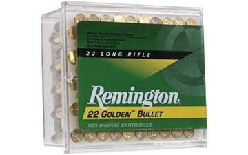 Picture of Remington Golden Bullet Rimfire Ammo - High Velocity, 22 LR, 40Gr, Plated Lead Round Nose, 100rds Box, 1255fps
