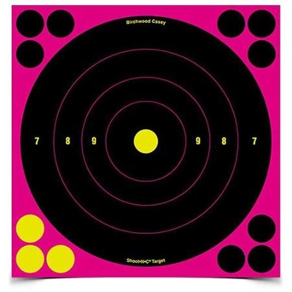 Picture of Birchwood Casey Targets, Shoot-N-C Targets - Shoot-N-C 8" Pink Bull's-Eye Target, 6 Targets