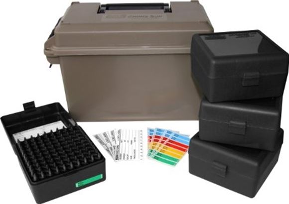 Picture of MTM Case-Gard Ammo Cans, Ammo Can Combo - AC50 (Dark Earth)+4xRS-100 (Tactical Black), Water-Resistant