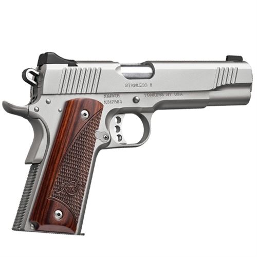 Kimber 1911 Stainless II Single Action SemiAuto Pistol 45 ACP, 5.25", Satin Silver Stainless