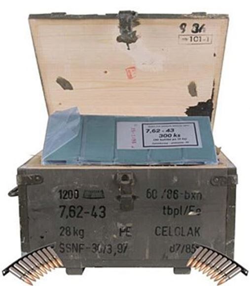 Picture of Czech Surplus Corrosive Ammo - 7.62x39mm, 127Gr, FMJ, 1200rds Crate, On Stripper Clips