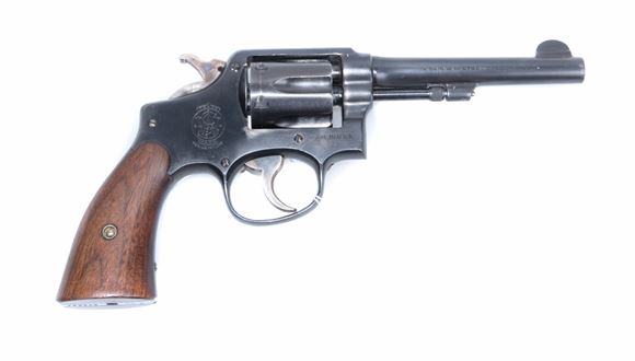 Picture of Used Smith & Wesson Victory Model Double-Action .38 S&W, Marked US Property, With Ordnance Proof, Missing Lanyard Loop, Good Condition