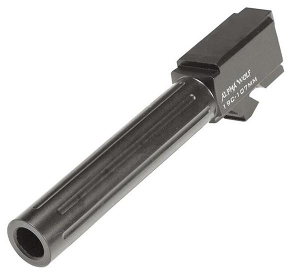 AlphaWolf Barrel Glock 19, 9mm Luger, 4.21", Black, Fluted, 1/2x28