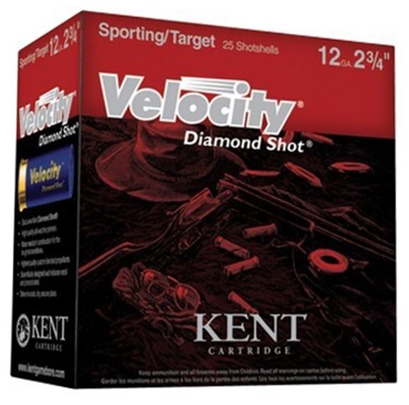 Picture of Kent Velocity Diamond Shot Lead Sporting/Target Shotgun Ammo - 12Ga, 2-3/4", 1oz, #7.5, 25rds Box, 1450fps, (Sporting Clay)