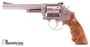 Picture of Used Smith & Wesson Model 66-1 357 Magnum Revolver, 6'' Stainless, 6 Shot, Deluxe Wood Grips With Finger Grooves, Adjustable Rear Sight, Leather Holster, Very Good Condition