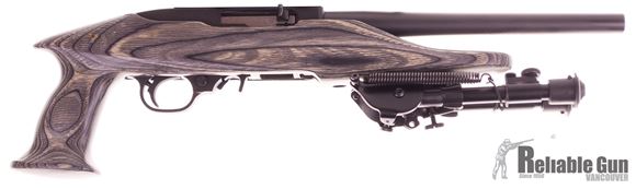 Picture of Used Ruger 22 Charger Rimfire Semi-Auto Pistol - 22 LR, 10", Matte Black, Alloy Steel, Grey Laminate Grip Stock, 1x 10rds, w/Bipod, Very Good Condition