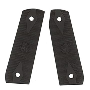 Picture of Hogue Rubber Grips - Grip Panels, Checkered w/ Diamonds, Fits Ruger 22/45, Black w/ Ruger Medallion