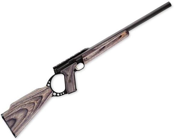 Picture of Browning Buck Mark FLD Target Gray Laminate Rimfire Semi-Auto Rifle - 22 LR, 18", Fluted Heavy Bull Sporter Contour, Matte Blued, Aluminum Alloy Receiver, Satin Gray Laminate Stock, 10rds, Integral Scope Rail, With Muzzle Brake