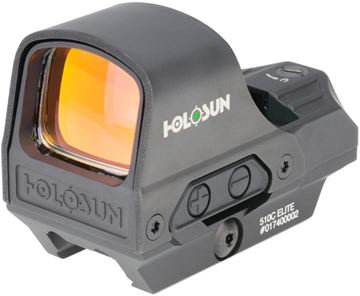 Picture of Holosun Reflex Sights - HE510C-GR Elite Reflex Optic, Black, 2 MOA Green Dot; 65 MOA Green Circle, 10 DL & 2 NV Compatible, MAO Housing Finish, Waterproof IP67, Quick Release Mount, CR2032, Up to 50,000 hrs