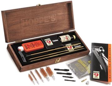 Picture of Hoppe's No.9 Cleaning Kits - Deluxe Gun Cleaning Kit, Universal (Pistols, Rifles, Shotguns), Solvent, Lube, w/Wood Case
