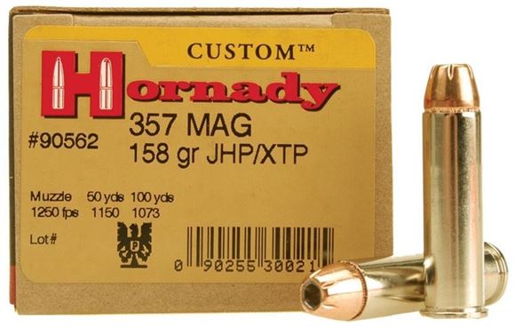 Picture of Hornady Custom Pistol Ammunition - 357 Magnum, 158Gr, XTP Jacketed Hollow Point, 25rds Box