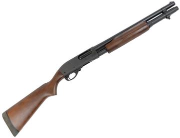 Picture of Remington Model 870 Hardwood Home Defense Pump Action Shotgun - 12Ga, 3", 18-1/2", Matte Black, Dark Satin Hardwood Stock, 6rds, Single Bead Sight, Fixed Cylinder