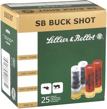 Picture of Sellier & Bellot Hunting Shotgun Ammo, SB Plastik Practical Buckshot - 12Ga, 2-1/2", 00 Buck, 9 Pellets, 25rds Box