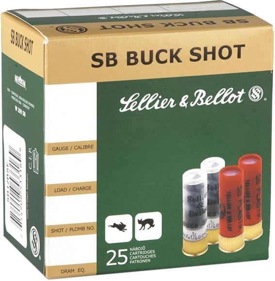 Picture of Sellier & Bellot Hunting Shotgun Ammo, SB Plastik Practical Buckshot - 12Ga, 2-1/2", 00 Buck, 9 Pellets, 25rds Box