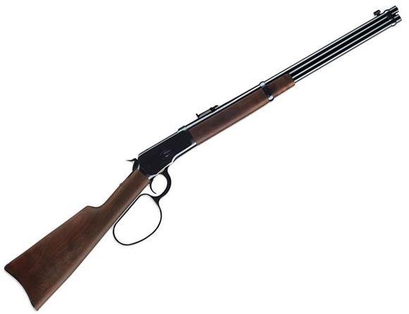 Picture of Winchester Model 1892 Large Loop Lever Action Carbine - 44-40 Win, 20", Sporter Contour, Brushed Polish, Satin Grade I Black Walnut Stock w/Barrel Band, 10rds, Brass Blade Front & Ladder Rear Sights