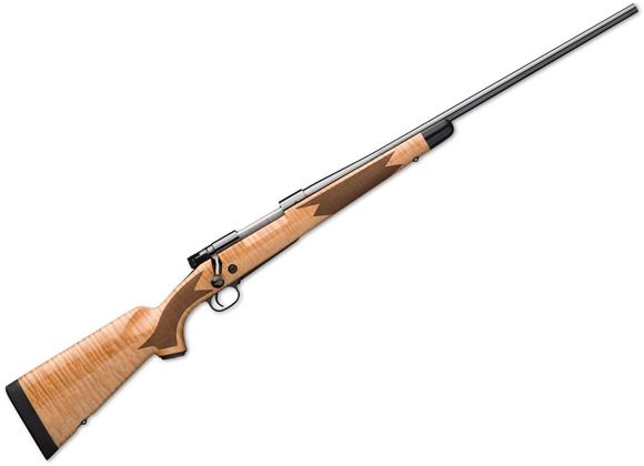 Picture of Winchester Model 70 Super Grade Maple Bolt Action Rifle - 270 Win, 24", Sporter Contour, Gloss Blued, Gloss finish AAA Maple, Jeweled Bolt Body, Knurled Bolt Handle