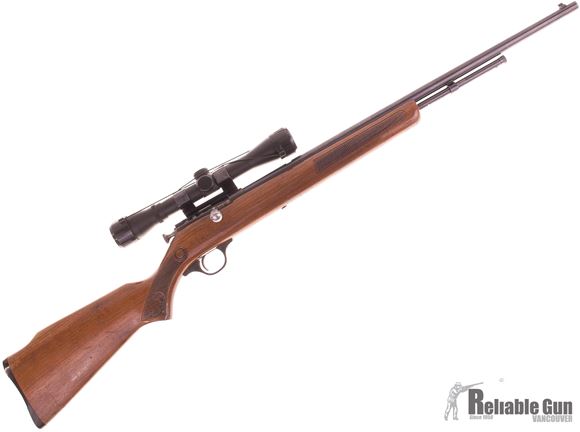 Picture of Used Cooey 600 .22LR Bolt  Tube Feed Bolt Action Rifle, Wood Stock, 24'' Barrel, Tasco 4x Scope, Cracked Trigger Guard, Good Condition