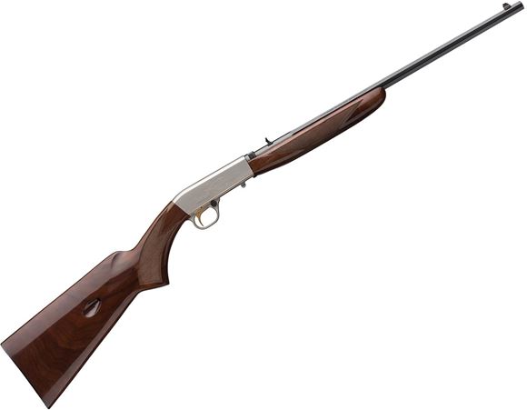 Picture of Browning SA-22 Semi-Auto Rifle Grade II Octagon, 22 LR, 19-1/4", Polished Blued/Satin Nickel, Gloss Finish Walnut, Gold Trigger 11rds