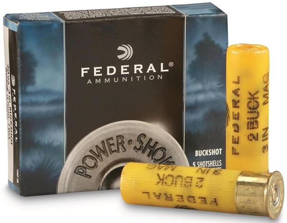 Picture of Federal Power-Shok Shotgun Ammo - 20Ga, 3'', MAG DE, #2 Buck, 18 Pellets, 1100fps, 250rds Case