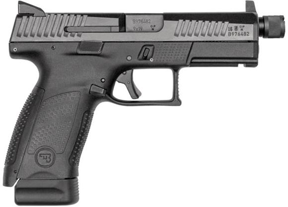 Picture of CZ P-10 C Semi-Auto Pistol - 9mm, 4.51", Striker Fired, Suppressor Height Tritium Sights, Compact Black Polymer Frame, 2x10rds, Interchangeable Backstraps, Ambidextrous Controls