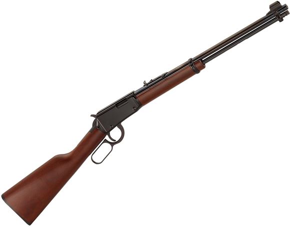 Picture of Henry Classic Rimfire Lever Action Rifle - 22 S/L/LR, 18-1/4", Blued, Straight-Grip American Walnut Stock, 15rds, Hooded Front & Adjustable Rear Sights