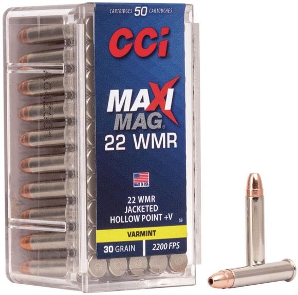 Picture of CCI Varmint Rimfire Ammo - .22 WMR, 30Gr, Maxi-Mag +V JHP, 50rds box