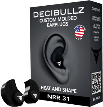 Picture of Decibullz Custom Molded Earplugs - 31dB NRR, Re-Moldable Thermoplastic, Black