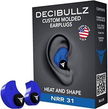 Picture of Decibullz Custom Molded Earplugs - 31dB NRR, Re-Moldable Thermoplastic, Blue