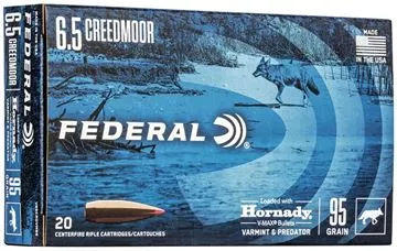 Picture of Federal Rifle Ammo - 6.5 Creedmoor, 95gr Hornady V-Max Bullet, 20rds Box