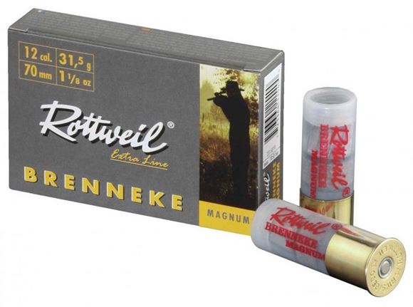 Picture of RWS Rottweil Extra Line Hunting Shotgun Ammo - Brenneke Classic Magnum, 12Ga, 70mm (2-3/4"), 31.5g, 1-1/8oz, Felt Wad/H-Wad Slug, 200rds Case
