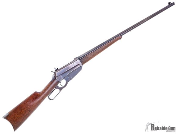 Picture of Used Winchester Model 1895 Lever Action Rifle, 30 US Mod 1903, 24'' Special Order Heavy Barrel, Factory Marble Arms Peep Sight, Wood Stock w/Crescent Butt Plate, 1912 Production, Good Condition