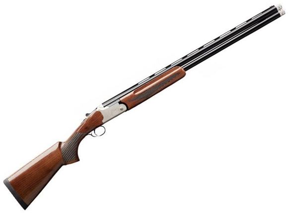 Picture of Charles Daly 202A Over/Under Shotgun - 12Ga, 3", 28", Blued, Aluminum Engraved Dog Scene Receiver, Checkered Walnut Stock, 2rds, Vented Rib, Fiber Optic Front Sight, Extended Mobil Chokes (SK,IC,M,IM,F)
