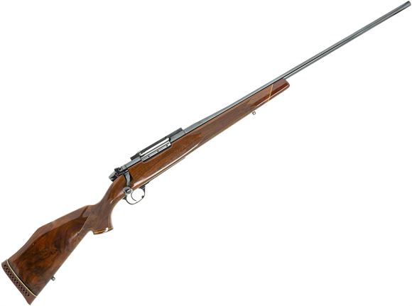 Picture of Used Weatherby Mark V Deluxe Bolt-Action Rifle - 270 Wby Mag, Gloss Blued, 26" Barrel, Gloss Wood Stock, Leupold STD One-Piece Mount, Excellent Condition