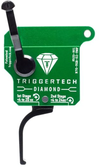 Picture of Trigger Tech Remington 700 Trigger - Two Stage Diamond Pro Clean Frictionless Trigger, Flat, 6-40 oz, PVD Black, Green Housing, Right Handed, With Safety, No Bolt Release