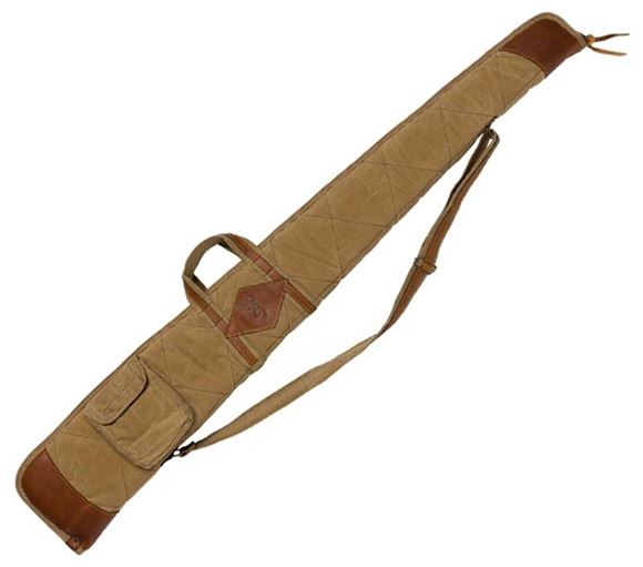 Picture of Browning Gun Cases, Flexible Gun Cases - Altamont Flex Case, 52", Quilted Waxed Canvas Case w/ Leather Accents, Adjustable Shoulder Strap, Double Zipper Case, Front Pocket