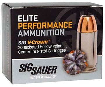 Picture of Sig Sauer Elite Performance Handgun Ammo - 9mm Luger, 124Gr, V-Crown JHP, 50rds Box, 1165fps