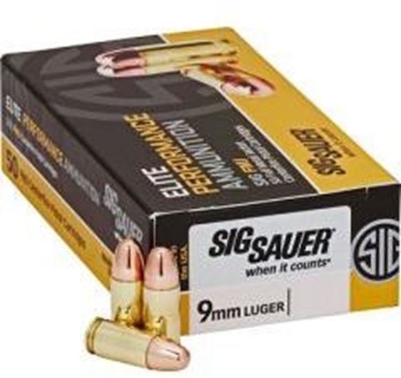 Picture of Sig Sauer Elite Performance Handgun Ammo - 9mm Luger, 115Gr, FMJ, 500rds Case, 1185fps