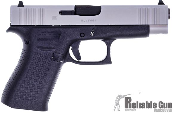 Picture of Used Glock 48 Gen5 Standard Safe Action Semi-Auto Pistol - 9mm, 4.173, Black Frame & Silver Slide, Fixed Sights, Slimline, Front Serrations, 2 Mags, Original Box, Excellent Condition