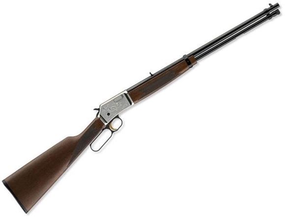 Picture of Browning BL-22 FLD Grade II Rimfire Lever Action Rifle - 22 S/L/LR, 20", Light Sporter Contour, Polished Blued, Satin Nickel Steel Receiver w/Scroll Engraving, Satin Grade II American Black Walnut Stock w/Straight Grip, 15rds, Steel Blade Front & Folding