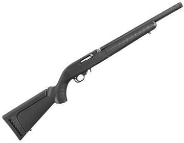 Picture of Ruger 10/22 Takedown Rimfire Semi-Auto Rifle - 22 LR, 16.10", Cold Hammer Forged, .920" Diameter, 1/2"x28 Threaded w/Protector, Fluted Target, Satin Black, Alloy Steel, Black Synthetic Ruger Modular Stock, 10rds, w/Carry Case