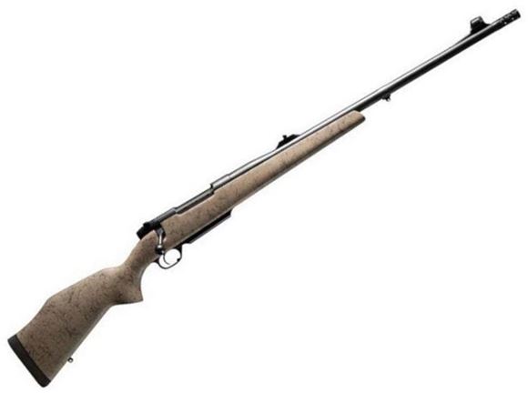Picture of Weatherby Mark V Dangerous Game Bolt Action Rifle - 300 Wby Mag, 24", Button-Rifled Chrome-Moly, High Lustre Blued, Tan w/Black Spiderweb Accents Hand-Laminated Monte Carlo Stock w/Raised Comb, 4rds, Hooded Front & Adjustable Ramp Rear Sight