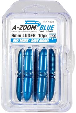 Picture of A-Zoom Precision Metal Snap Caps, Pistol - 9mm Luger, 10/Pack, Blue