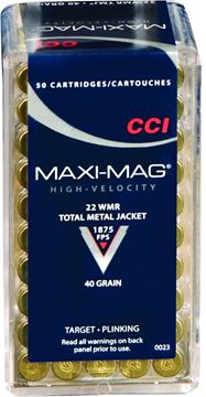 Picture of CCI Competition Target & Plinking Rimfire Ammo - Maxi-Mag, 22 Win Mag, 40Gr, TMJ, 50rds Box, 1875fps