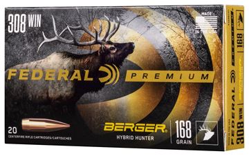 Picture of Federal Premium Rifle Ammo - 308 Win, 168Gr, Berger Hybrid Hunter, 20rds Box