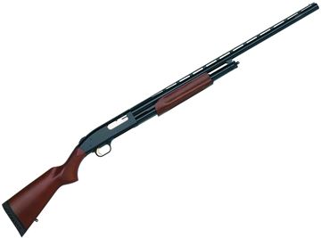 Picture of Mossberg 500 Hunting All Purpose Field Pump Action Shotgun - 12Ga, 3", 28", Vented Rib, Blued, Hardwood Stock, 5rds, Twin Bead Sights, Accu-Set