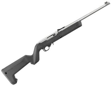 Picture of Ruger 10/22 Takedown Rimfire Semi-Auto Rifle - 22 LR, 16.10", Stainless Steel, 1/2"x28 Threaded w/Protector, Fiber Optic Front & Rear Sight, 4x10rds, Magpul Backpacker Stock, Black
